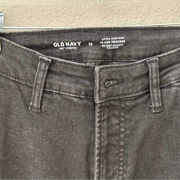 Old Navy Faded Black High Rise Flare Denim Trousers Size 12 - Picture 4 of 5